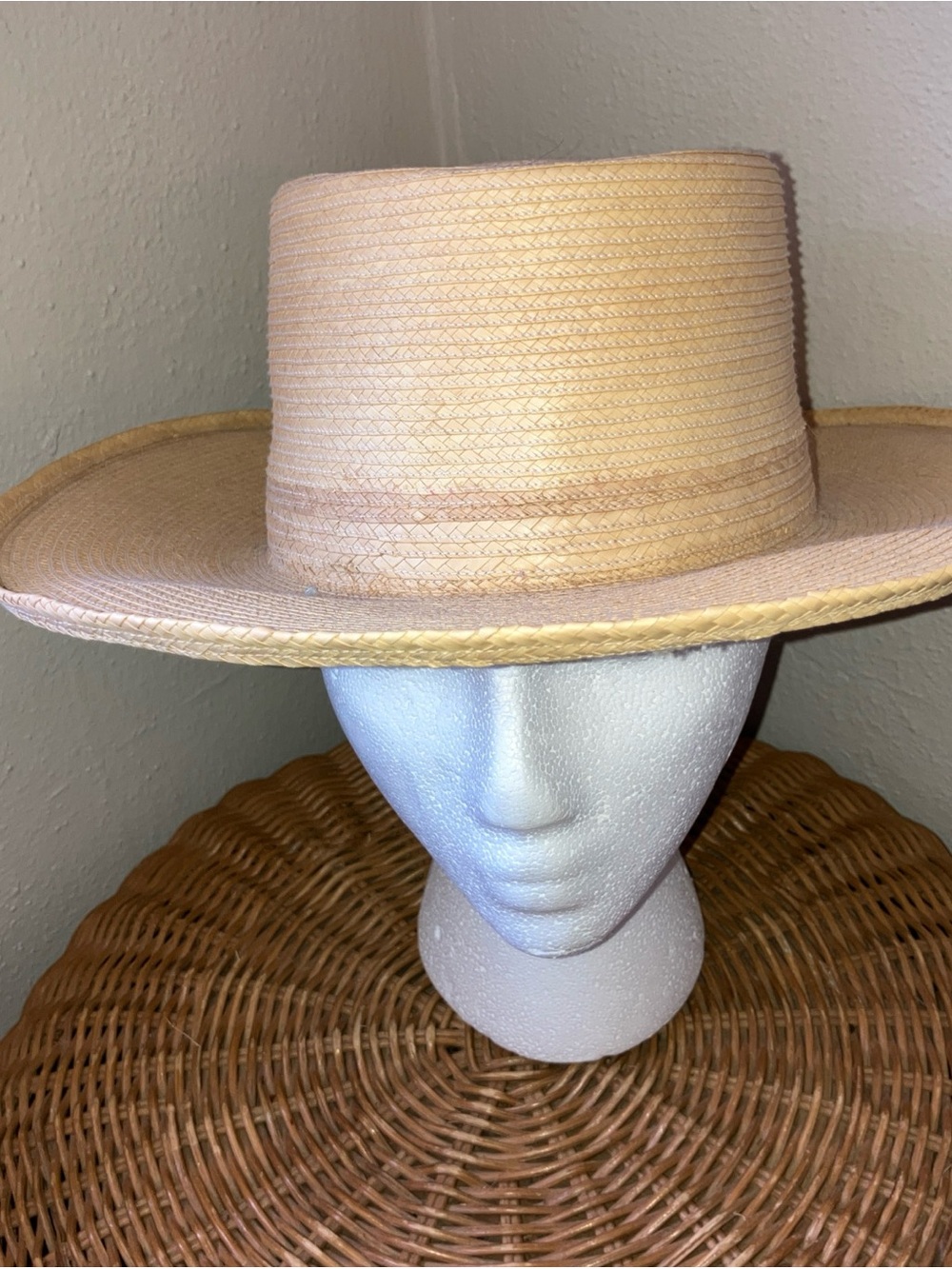 Guatemalan Panama Hat, Handcrafted of Palm Leaves by Maya-Quiche Indians 7 1/2